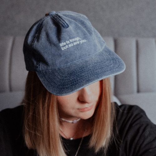 shop_produkt_cap-TOUGH_blau3_annahunger TOUGH · Vintage Cap · denim